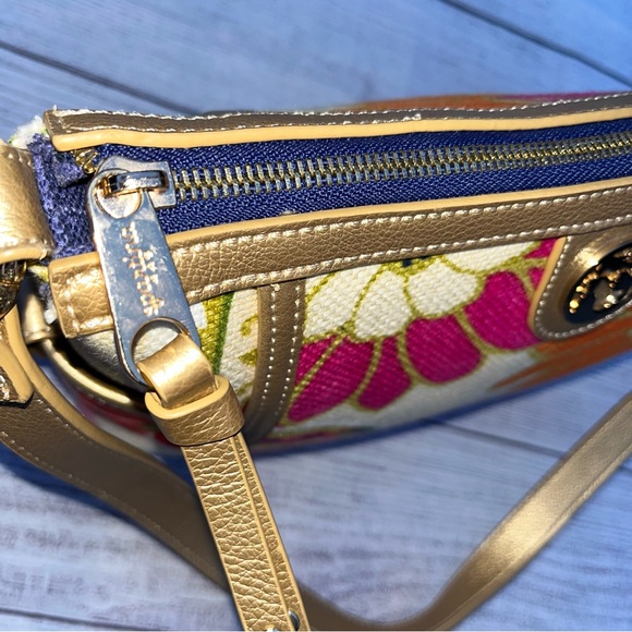 Spartina 449 Pink and Orange Shoulder Bag with Floral Design - Picture 3 of 11